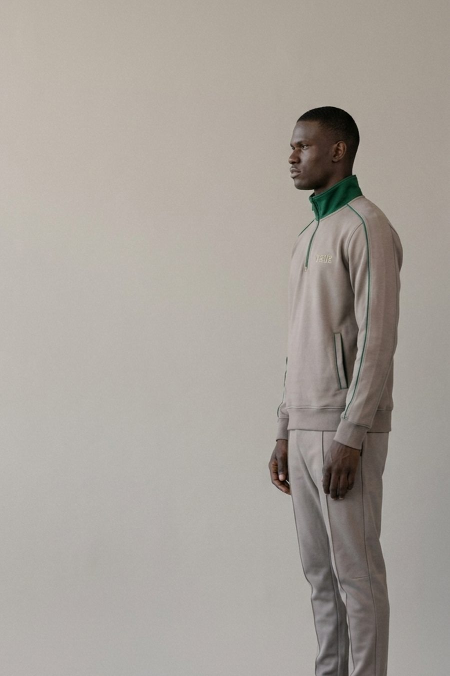 Nude tracksuit, side view